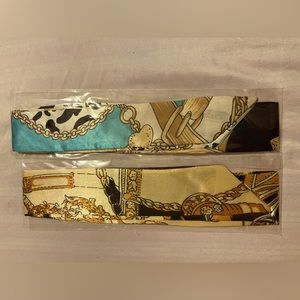 Set of 2 Silk Like Skinny Bag Scarves. NEW